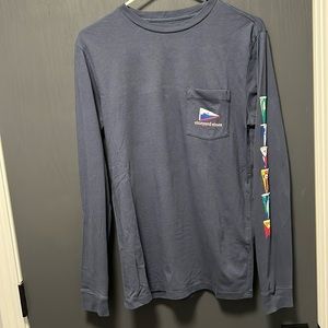 Vineyard Vines Blue Boating Flags Long Sleeve Tee